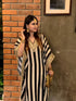 Gold Black Striped Kaftan Set
